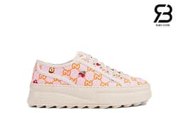 Giày Gucci Tennis 1977 x Hattie Stewart GG Canvas Pink Best Quality