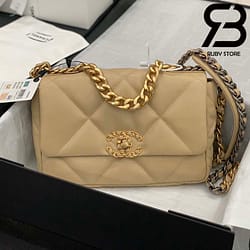 Túi Chanel 19 Flap Bag Nâu Nhạt Best Quality Like Auth 99% - 26 CM
