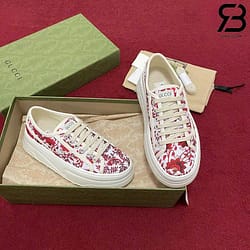 Giày Gucci Tennis 1977 Platform Thêu Hoa Đỏ Best Quality