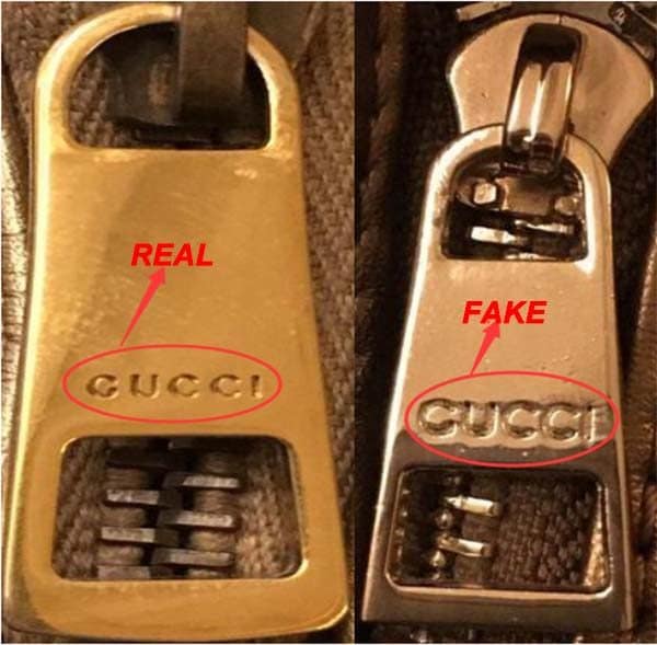 Logo Gucci trên khóa kéo