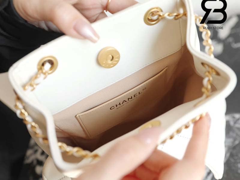 Ba lô Chanel 25C Pocket Size 24CM White Lambskin Màu Trắng Best Quality