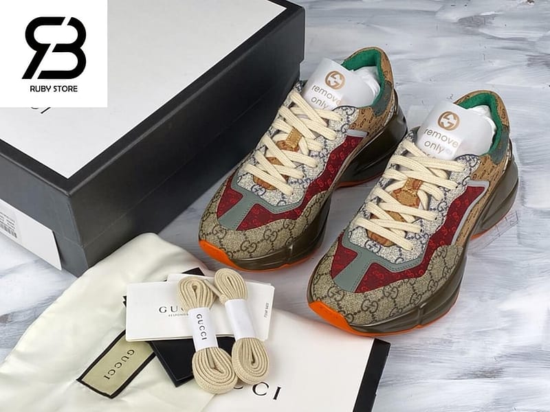 giày gucci rhyton gg brown orange siêu cấp ở hcm