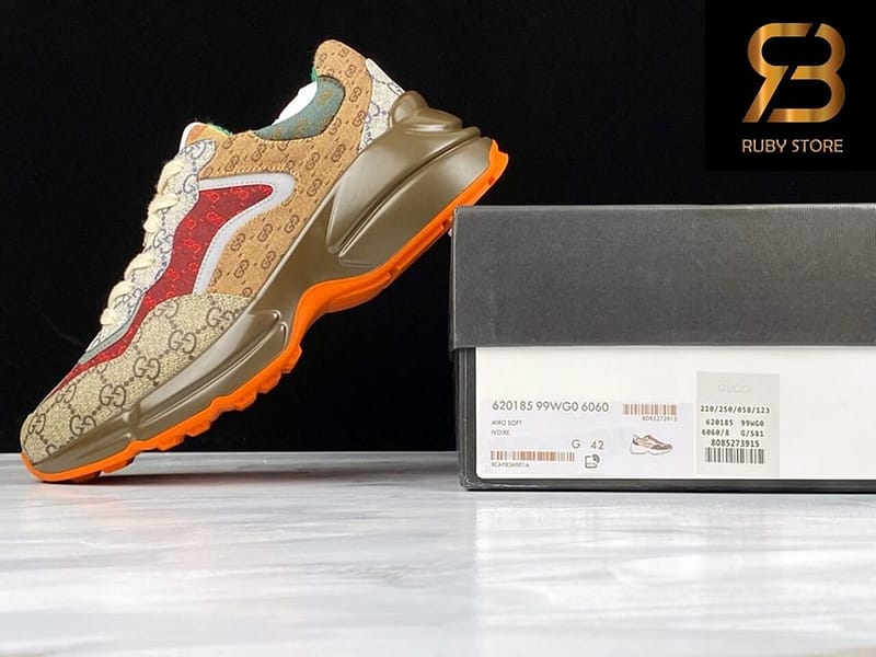 giày gucci rhyton gg brown orange siêu cấp ở hcm