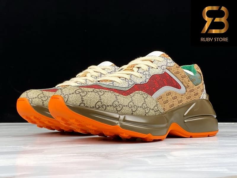 giày gucci rhyton gg brown orange siêu cấp ở hcm