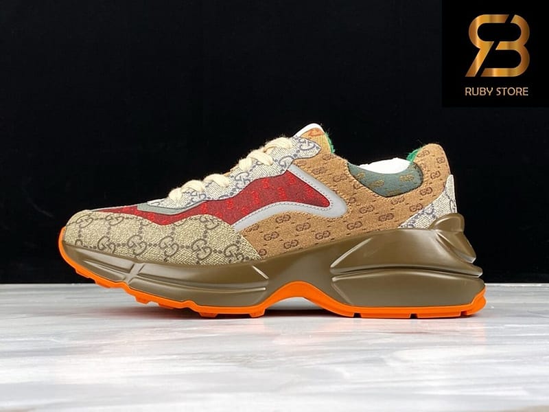 giày gucci rhyton gg brown orange siêu cấp ở hcm