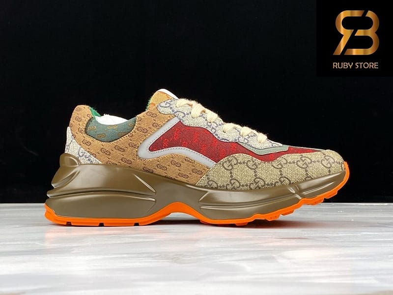 giày gucci rhyton gg brown orange siêu cấp ở hcm