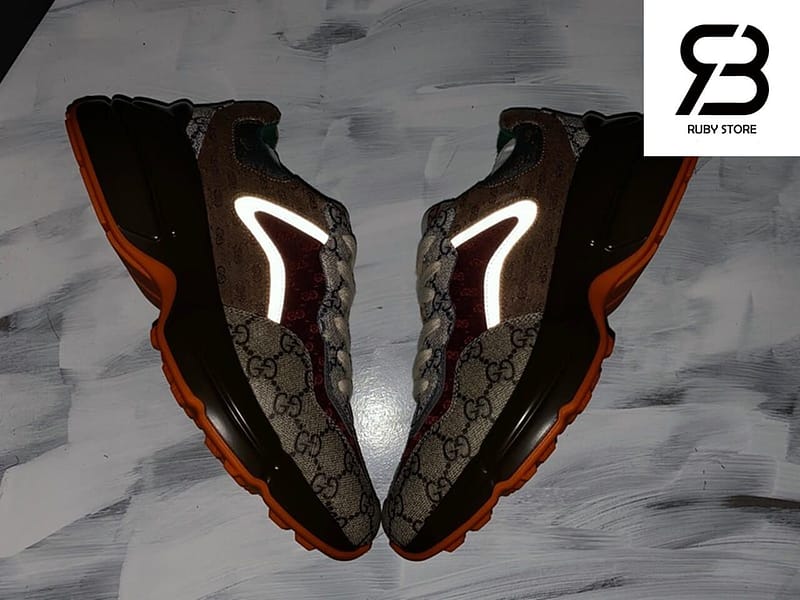 giày gucci rhyton gg brown orange siêu cấp ở hcm
