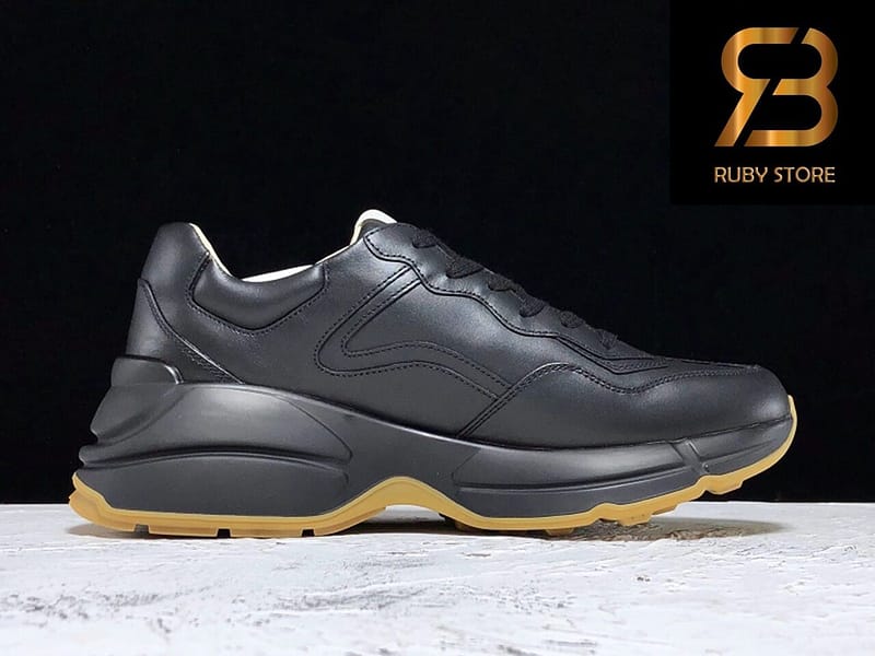 giày gucci rhyton web print leather black sneaker replica 1:1 siêu cấp 99,9%