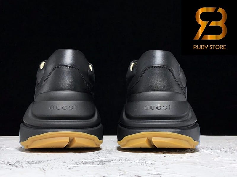 giày gucci rhyton web print leather black sneaker replica 1:1 siêu cấp 99,9%