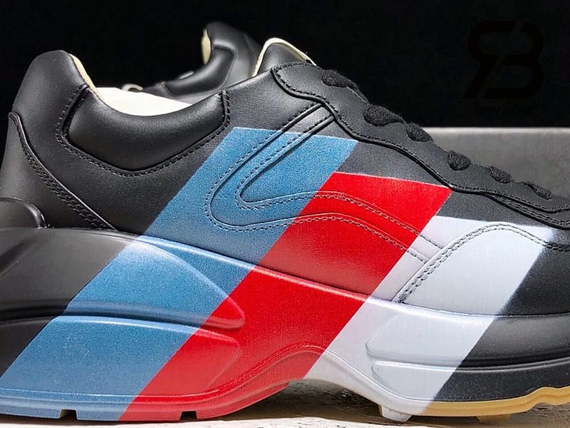 giày gucci rhyton web print leather black sneaker replica 1:1 siêu cấp 99,9%