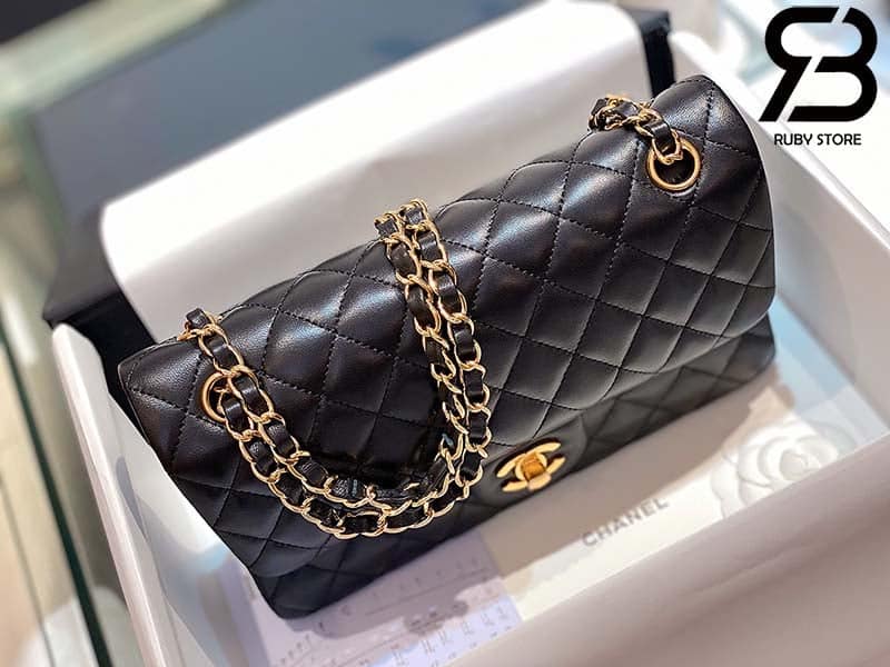 tui-chanel-classic-255-gold-black-den-da-cuu-best-quality-2 Túi Chanel Classic Gold Black Dê Cừu Best Quality Like Auth 99% - 25,5 CM