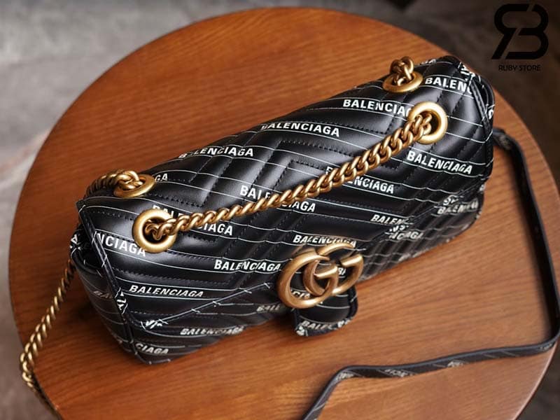 Túi Gucci & Balenciaga The Hacker Project Small GG Marmont Bag Đen 26CM Best Quality