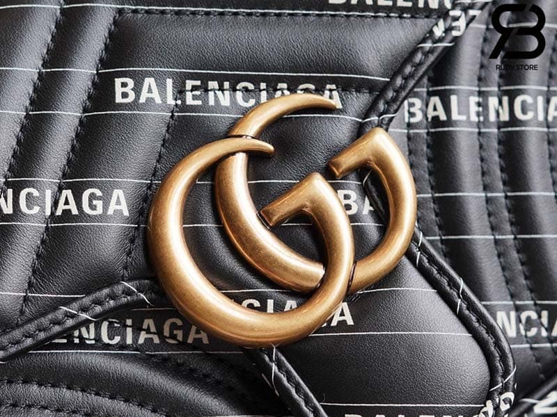 Túi Gucci & Balenciaga The Hacker Project Small GG Marmont Bag Đen 26CM Best Quality