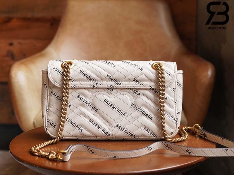 Túi Gucci & Balenciaga The Hacker Project Small GG Marmont Bag Trắng 26CM Best Quality