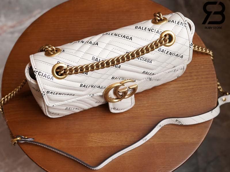 Túi Gucci & Balenciaga The Hacker Project Small GG Marmont Bag Trắng 26CM Best Quality