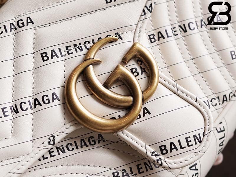 Túi Gucci & Balenciaga The Hacker Project Small GG Marmont Bag Trắng 26CM Best Quality