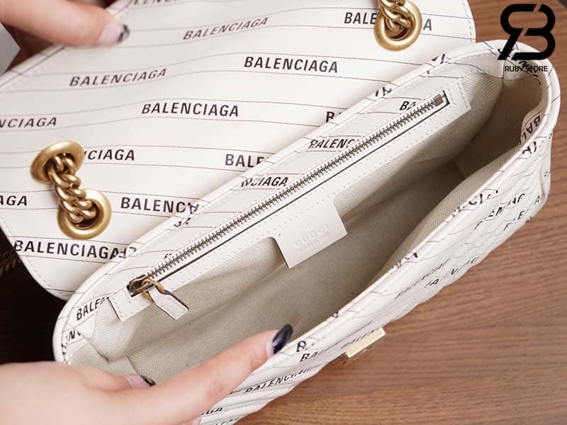 Túi Gucci & Balenciaga The Hacker Project Small GG Marmont Bag Trắng 26CM Best Quality