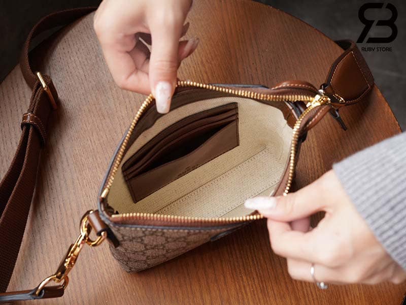 Túi Gucci Messenger Bag With Interlocking G Ebony GG Supreme Nâu Best Quality