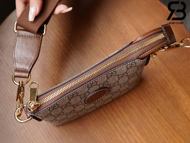 Túi Gucci Messenger Bag With Interlocking G Ebony GG Supreme Nâu Best Quality