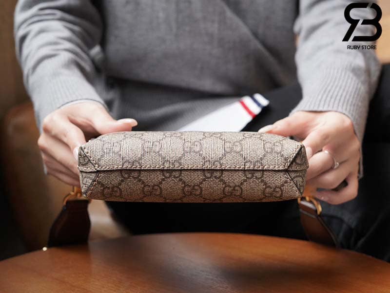 Túi Gucci Messenger Bag With Interlocking G Ebony GG Supreme Nâu Best Quality
