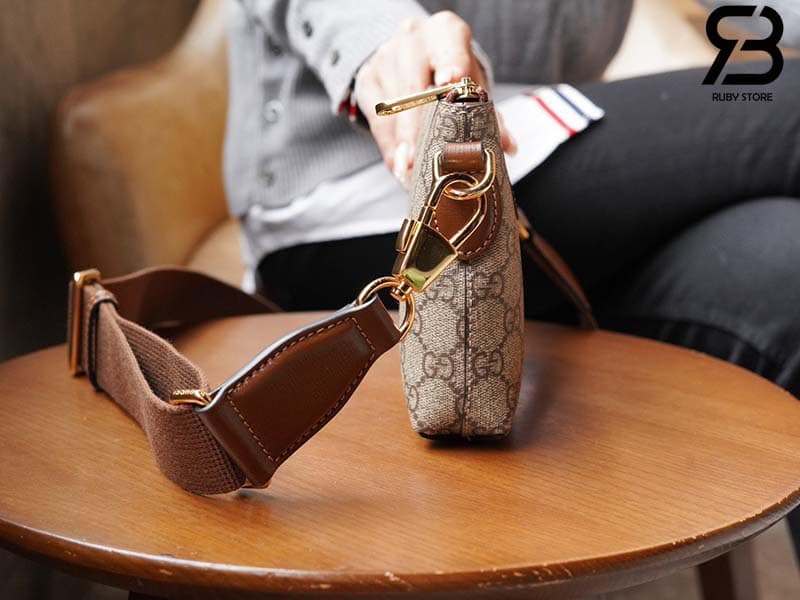 Túi Gucci Messenger Bag With Interlocking G Ebony GG Supreme Nâu Best Quality