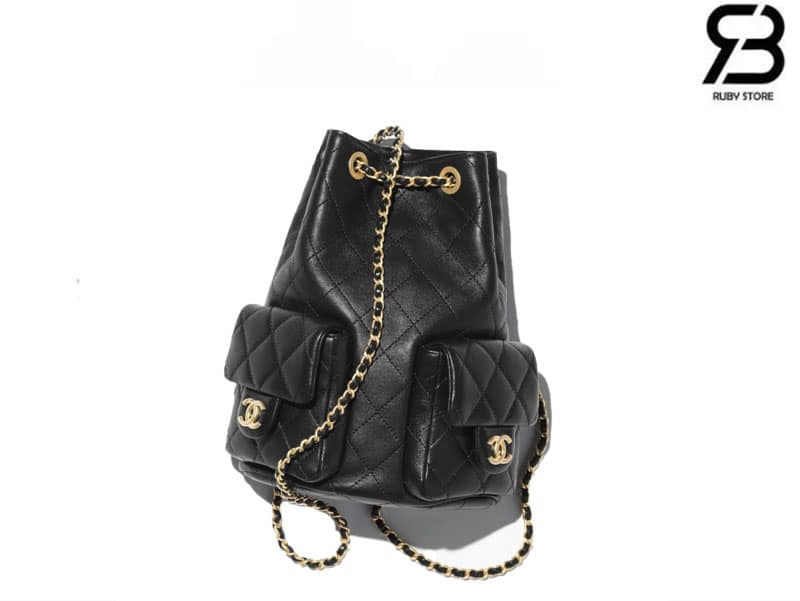 Ba lô Chanel 25C Pocket Size 24CM Black Lambskin Màu Đen Best Quality