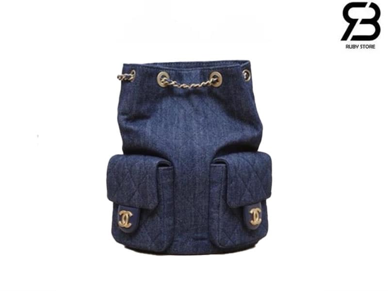 Ba lô Chanel 25C Pocket Size 24CM Navy Denim Lambskin Best Quality