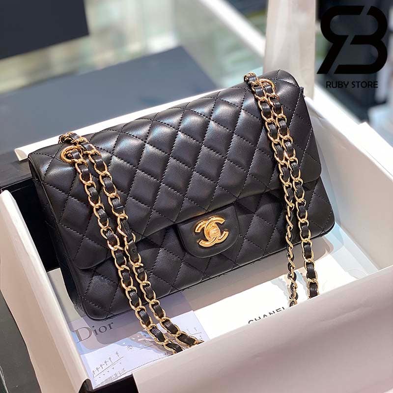 tui-chanel-classic-255-gold-black-den-da-cuu-best-quality-1 Túi Chanel Classic Gold Black Dê Cừu Best Quality Like Auth 99% - 25,5 CM