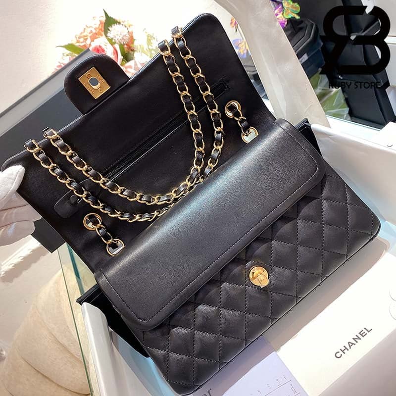 tui-chanel-classic-255-gold-black-den-da-cuu-best-quality-5 Túi Chanel Classic Gold Black Dê Cừu Best Quality Like Auth 99% - 25,5 CM
