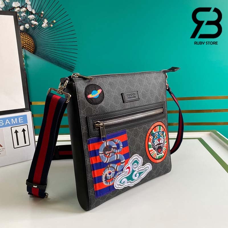 Túi GG Messenger Tiger And Snake Đen Siêu Cấp