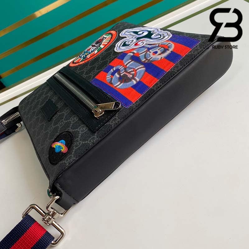 Túi GG Messenger Tiger And Snake Đen Siêu Cấp