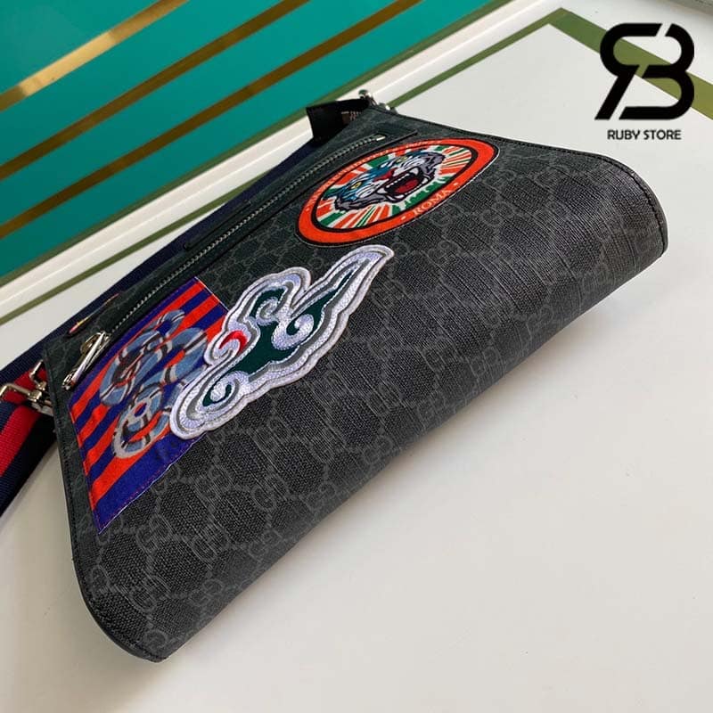 Túi GG Messenger Tiger And Snake Đen Siêu Cấp