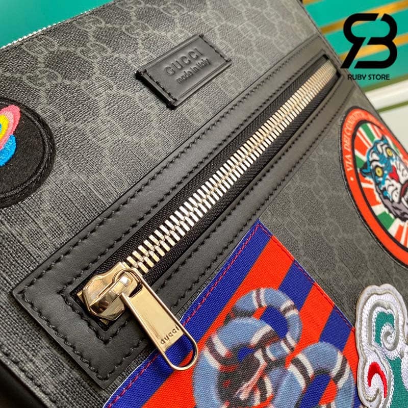 Túi GG Messenger Tiger And Snake Đen Siêu Cấp