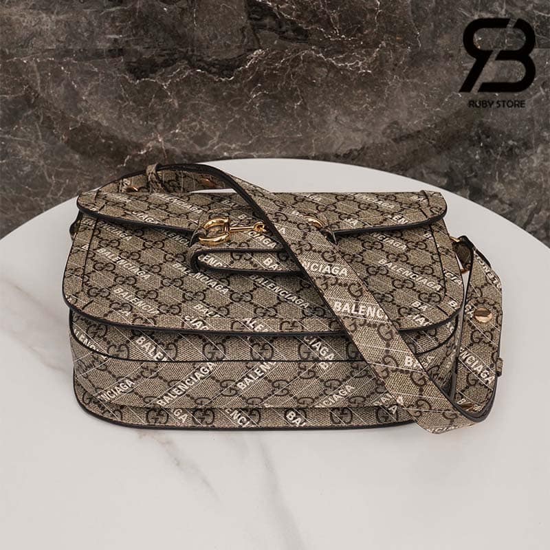 Túi Gucci & Balenciaga The Hacker Project Small Gucci Horsebit 1955 Beige 25CM Best Quality