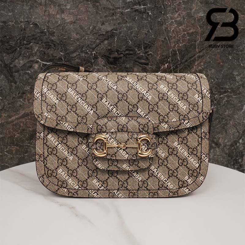 Túi Gucci & Balenciaga The Hacker Project Small Gucci Horsebit 1955 Beige 25CM Best Quality