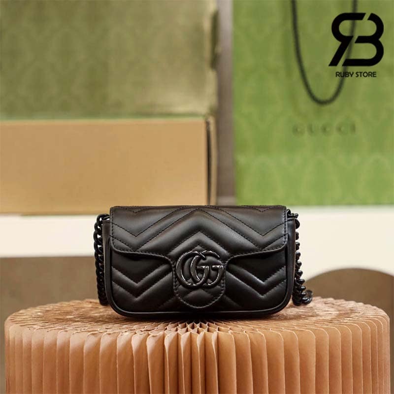 tui-gucci-gg-marmont-belt-bag-black-leather-best-quality Túi Gucci GG Marmont Belt Bag Đen 16CM Best Quality