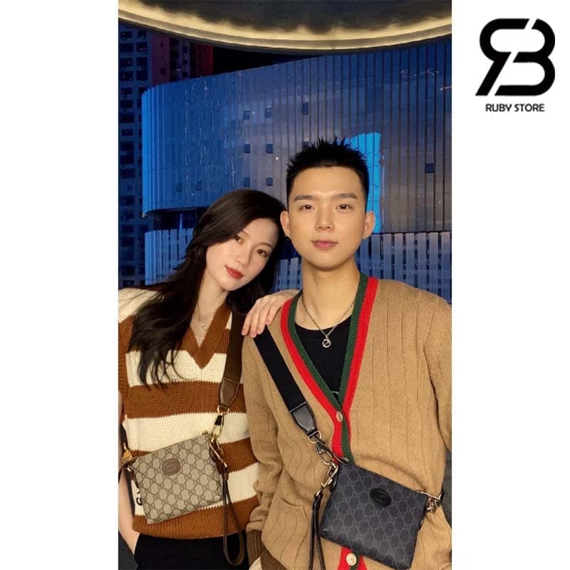 Túi Gucci Messenger Bag With Interlocking G Ebony GG Supreme Nâu Best Quality