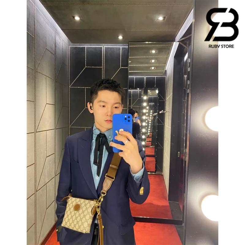 Túi Gucci Messenger Bag With Interlocking G Ebony GG Supreme Nâu Best Quality