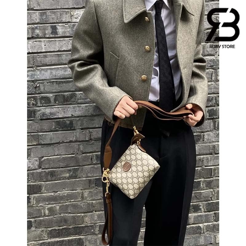 Túi Gucci Messenger Bag With Interlocking G Ebony GG Supreme Nâu Best Quality
