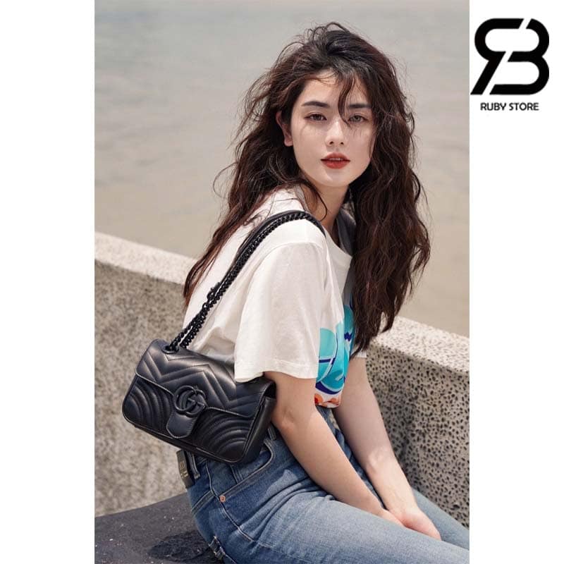 Túi Gucci GG Marmont Mini Shoulder Bag Đen So 22CM Best Quality