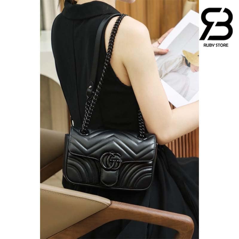 Túi Gucci GG Marmont Mini Shoulder Bag Đen So 22CM Best Quality