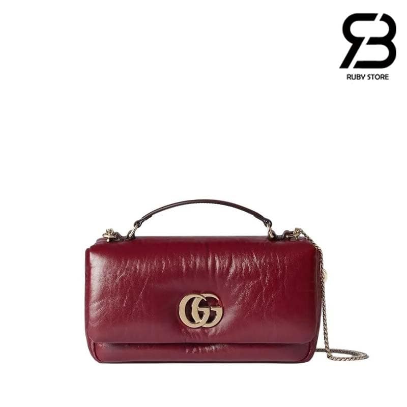 Túi Gucci GG Milano Small Top Handle Bag Ancora Rosso Red Puffy Leather Màu Đỏ Best Quality