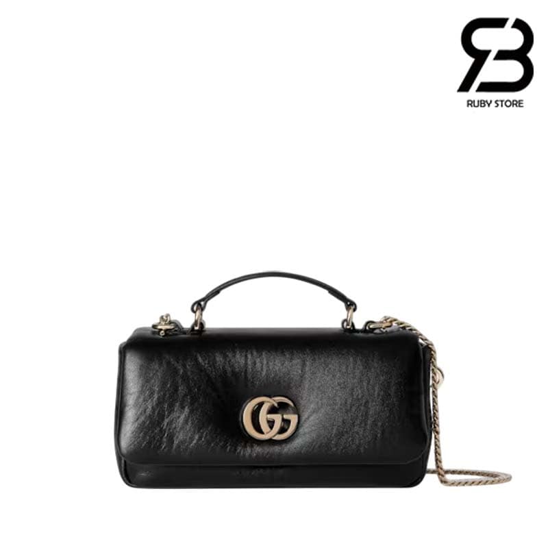 tui-gucci-gg-milano-small-top-handle-bag-black-puffy-leather-best-quality Túi Gucci GG Milano Small Top Handle Bag Black Puffy Leather Màu Đen Best Quality