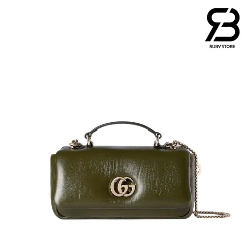 tui-gucci-gg-milano-small-top-handle-bag-green-puffy-leather-best-quality Túi Gucci GG Milano Small Top Handle Bag Green Puffy Leather Màu Xanh Best Quality