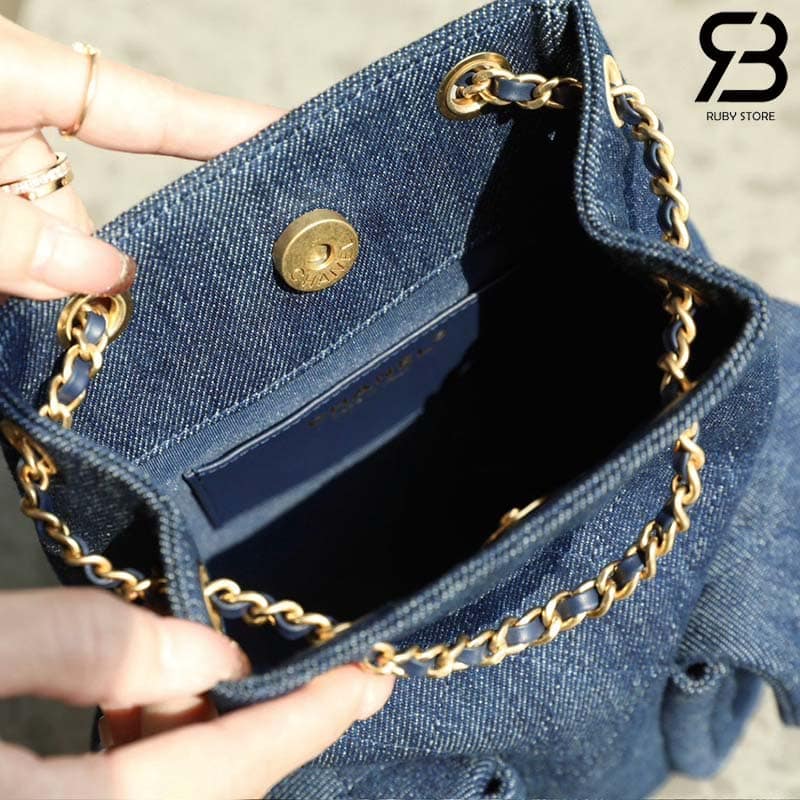 Ba lô Chanel 25C Pocket Size 24CM Navy Denim Lambskin Best Quality